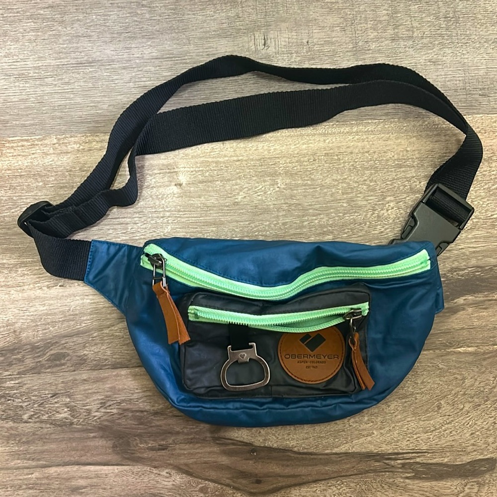 Obermeyer Blue and black Belt Bag with Green Accents